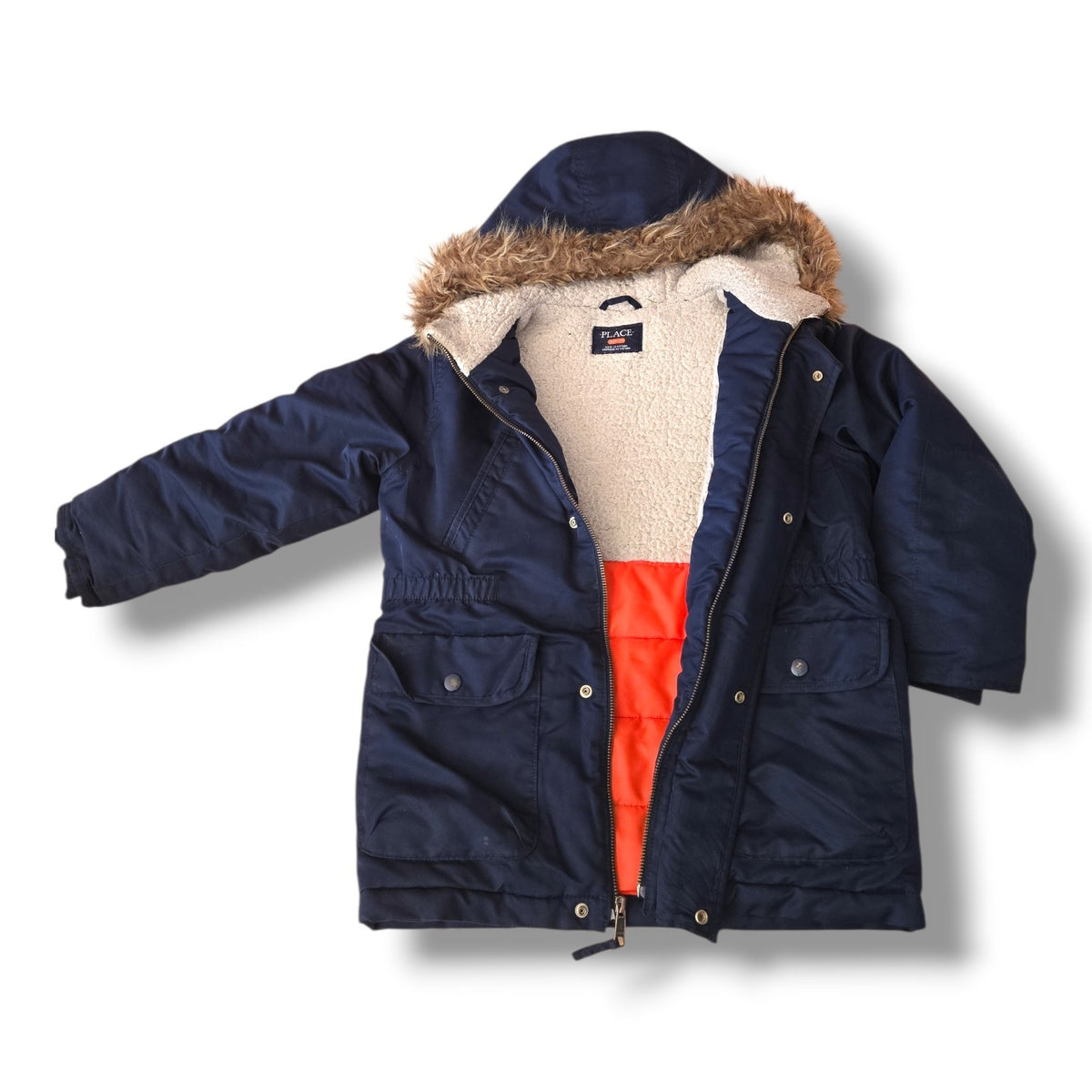 The Children's Place Boys' Sherpa-Lined Winter Parka | 7–8 | Pre-loved Quality