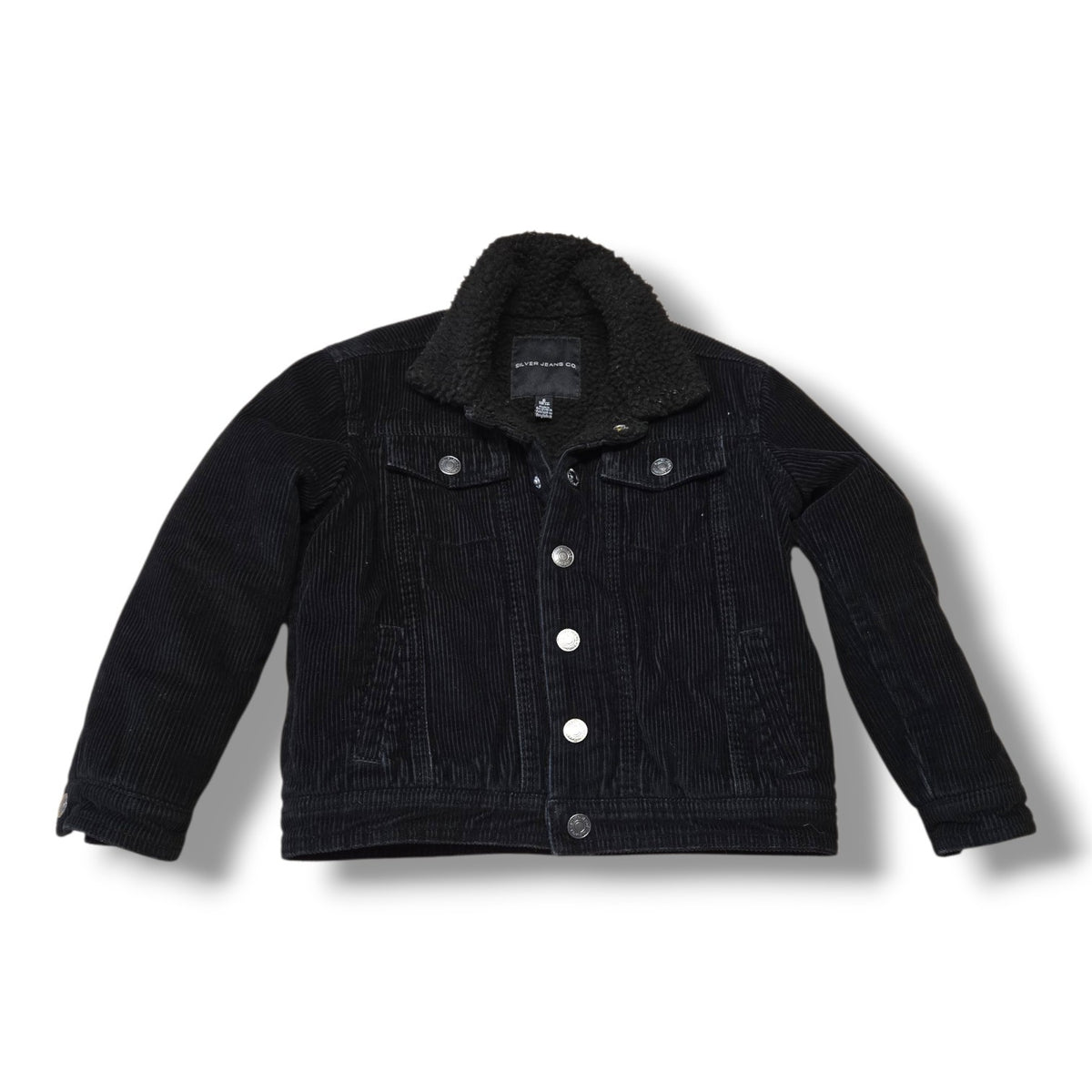 Silver Jeans Co. Black Sherpa-Lined Corduroy Jacket | Size 6 | Pre-loved Quality