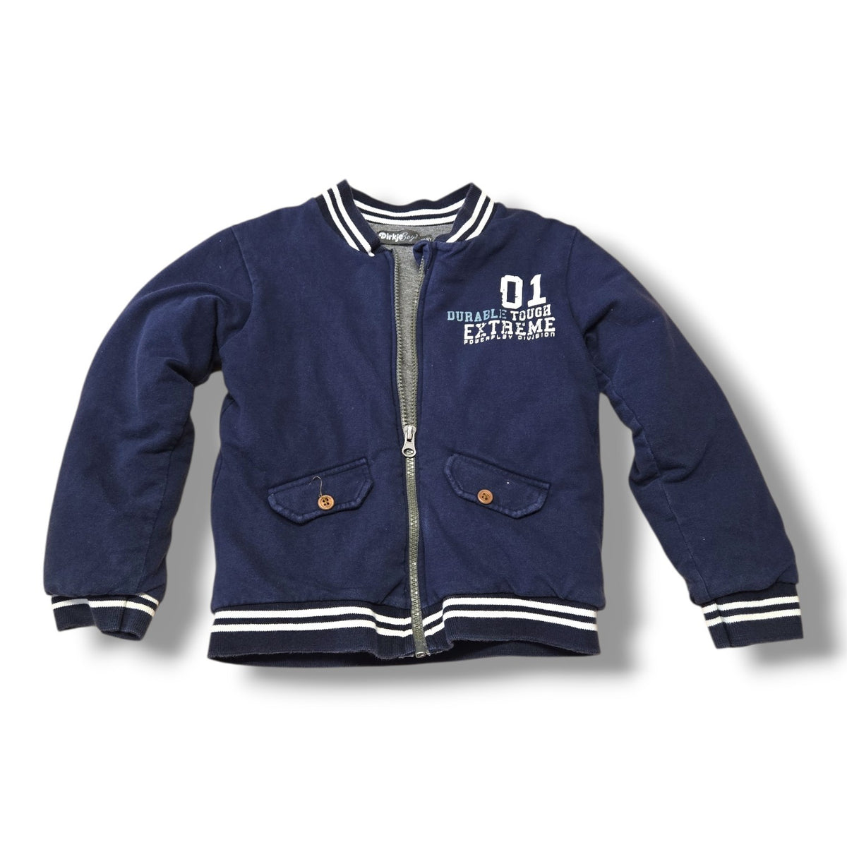 Dirkje Boys Navy Blue Varsity Bomber Jacket | Size 6 | Pre-loved Quality