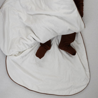 bamboo sleep sack for babies in cocoa color, featuring ultra-wide design and luxeweave bamboo fabric.