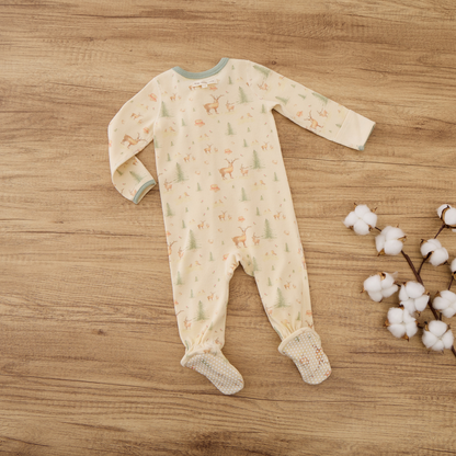 Blara Organic House | Long-sleeve Ribbed Footie Romper