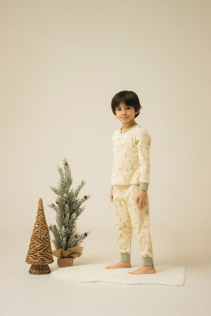 Blara Organic House | Ribbed Henley Pajama Set