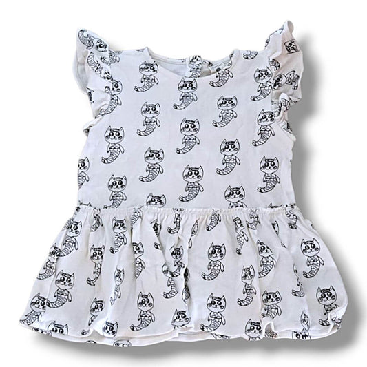white black mer-cat Kate Quinn Kids Tops, 2T