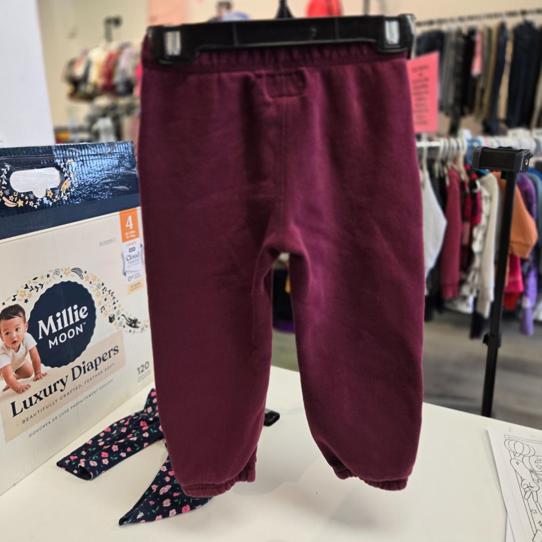 Burgundy Roots Kids Bottoms, 3T