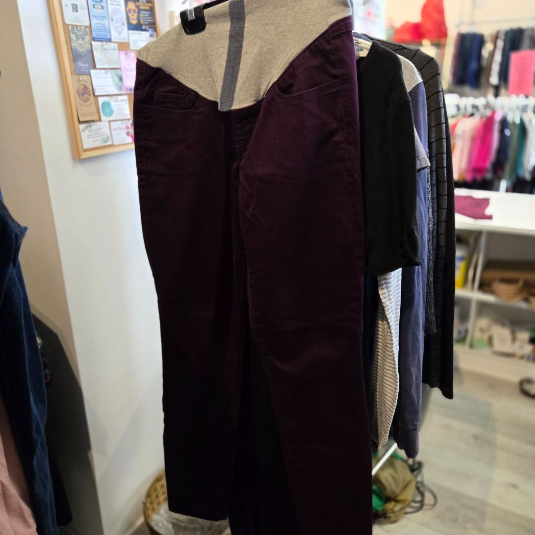 Burgundy Insider Maternity Bottoms, Small