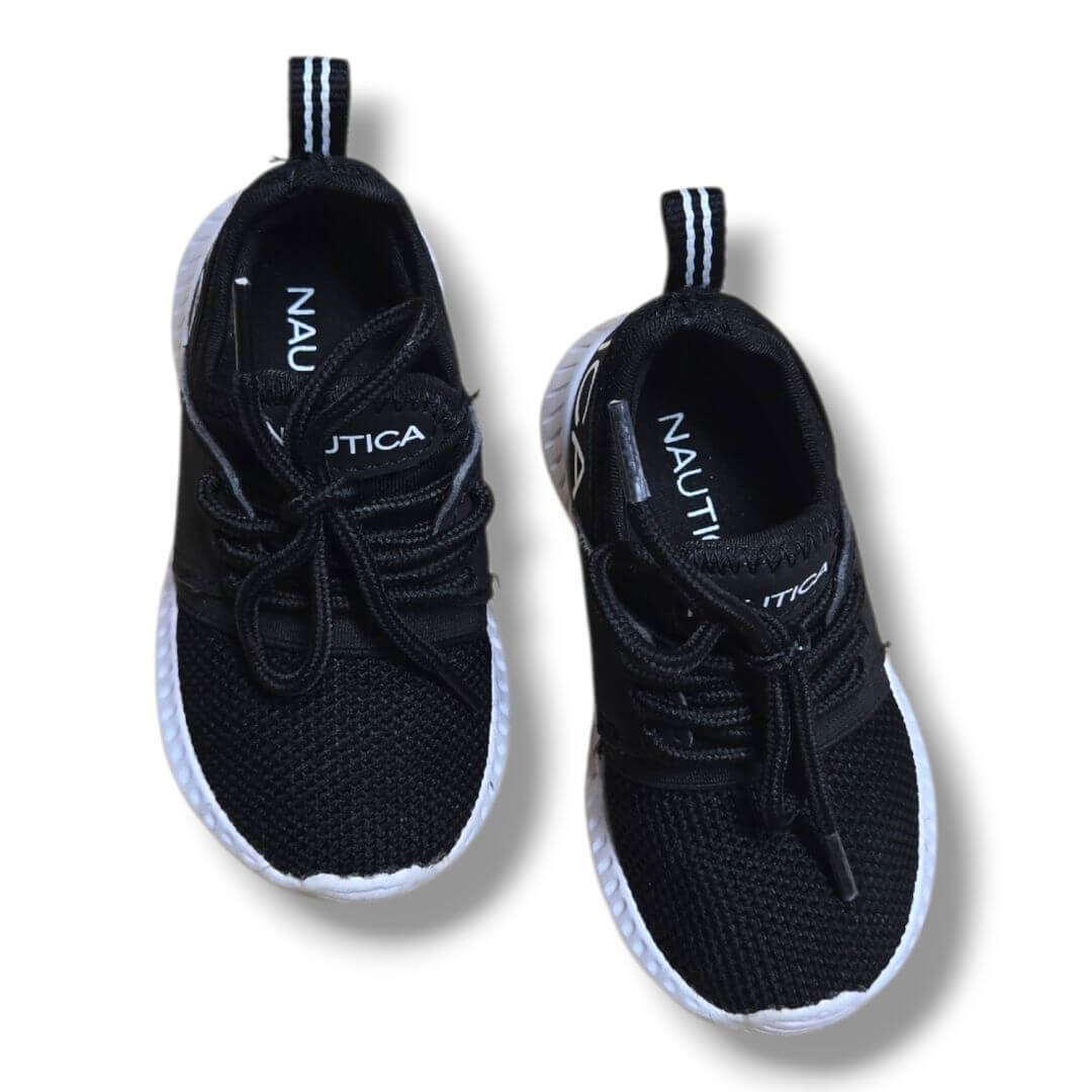 Nautica kids footwear size 6, black sneakers with white soles and laces, pre-loved, clean and in excellent condition