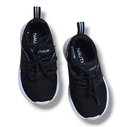 Nautica kids footwear size 6, black sneakers with white soles and laces, pre-loved, clean and in excellent condition