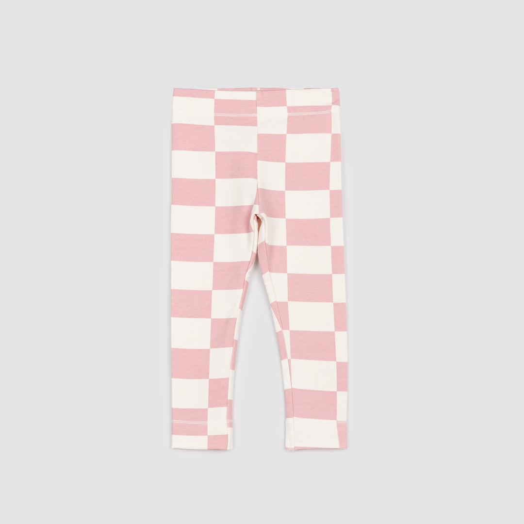 Miles The Label | Rose Checkerboard Print Leggings - Pink & Blue Kidz Clothing