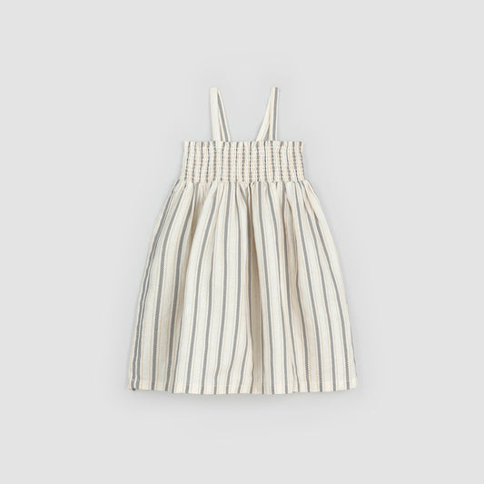 Miles The Label | Striped Linen Blend Smocked Tank Dress - Pink & Blue Kidz Clothing