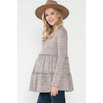 Story Teller - Maternity Baby Doll Fall Holiday Top: Sand