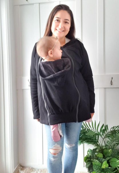 2-in-1 Fleece Baby Carrying Hoodie