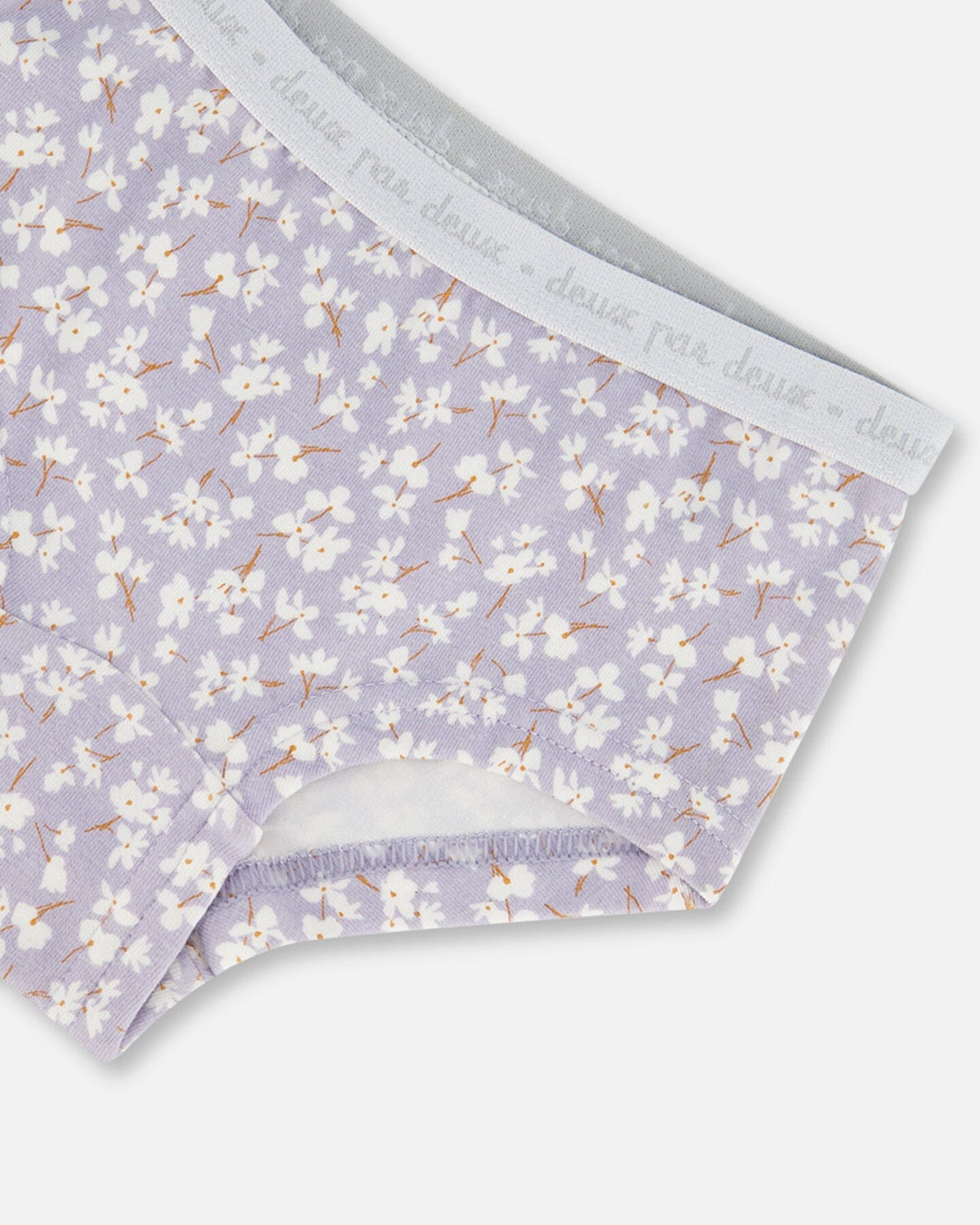Deux Par Deux | Organic Cotton Boyshort Pantie Lilac Printed Little Flowers - Pink & Blue Kidz Clothing