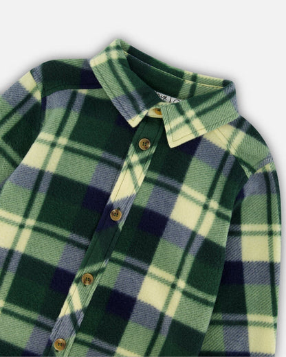 Deux Par Deux | Polar Fleece Shirt Plaid Green