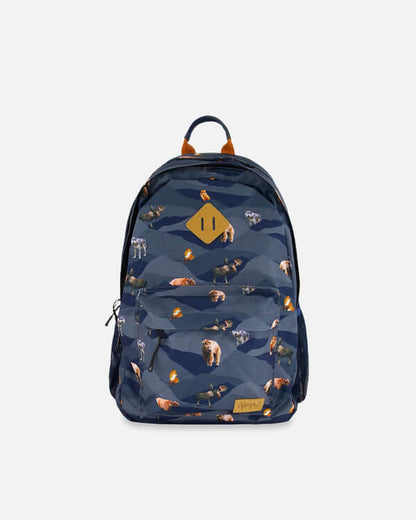 Backpack Navy Printed Mountains Animals - 25L