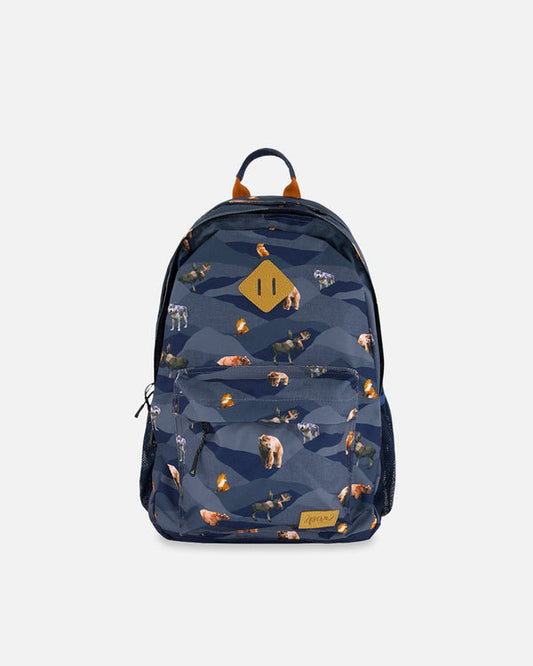 Backpack Navy Printed Mountains Animals - 25L