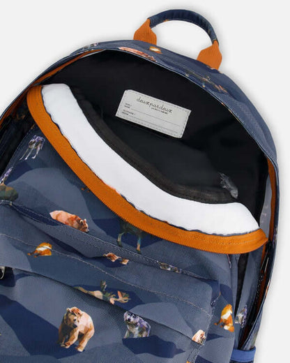 Backpack Navy Printed Mountains Animals - 25L