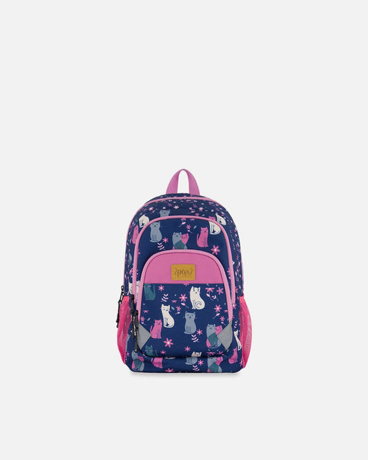 Toddler Backpack Navy Blue Printed Kitten - 16L