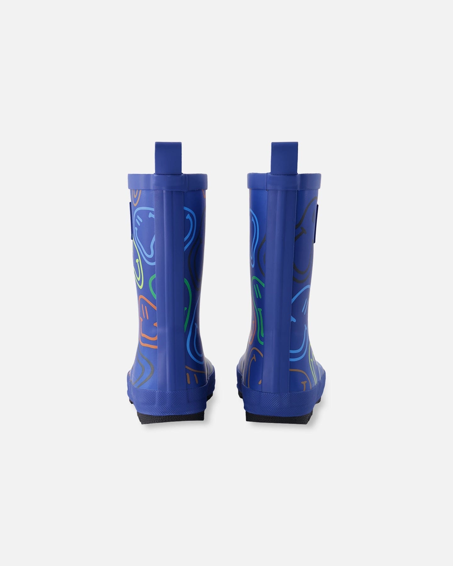 Rain Boots In Natural Rubber Blue Smiley Print