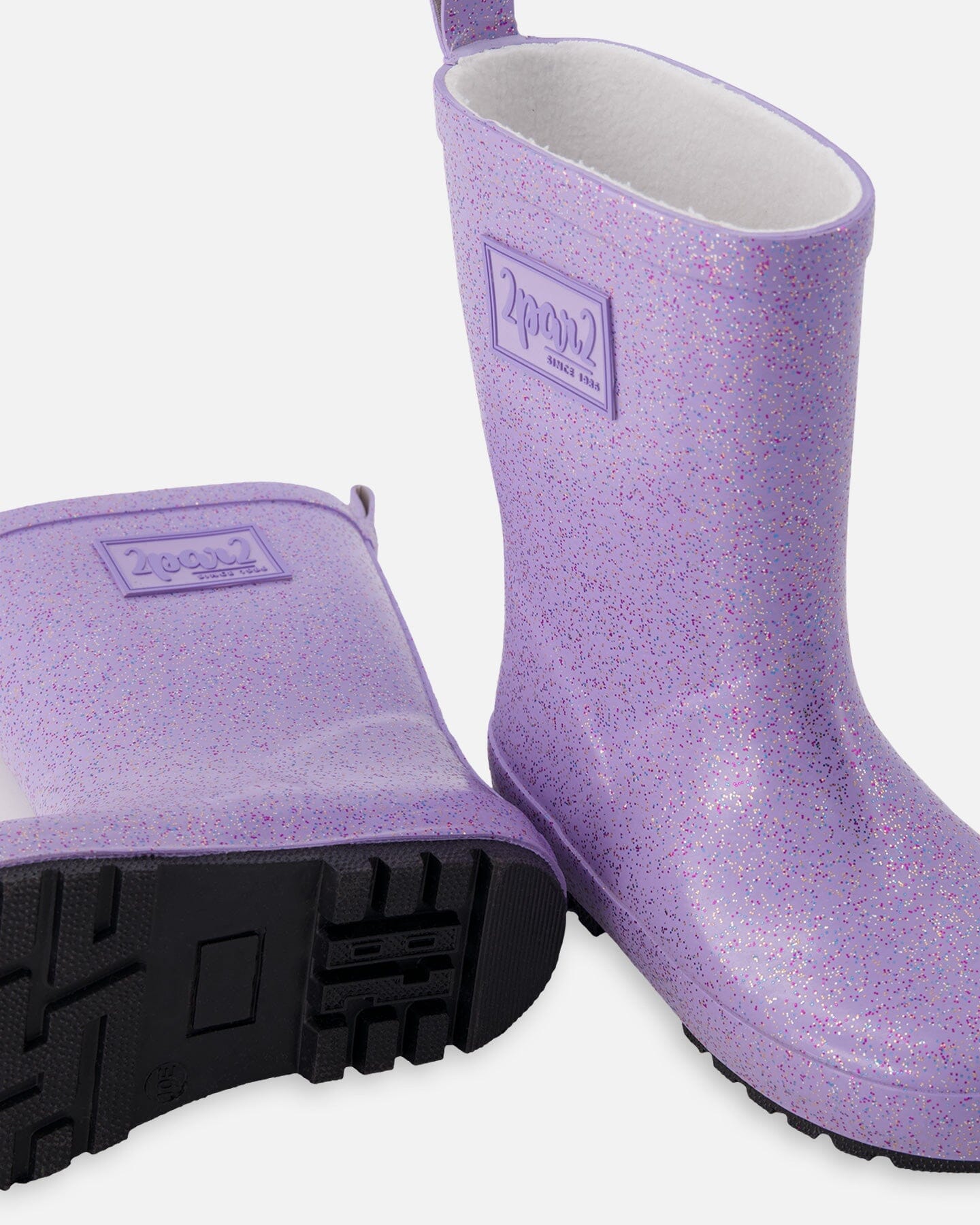 Rain Boots In Natural Rubber Purple Glitter
