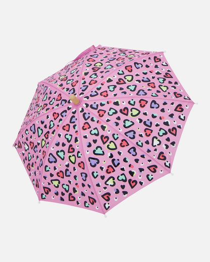 Color-Changing Umbrella Pink Hearts Print