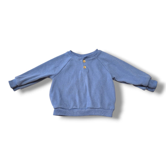 Old Navy | 12–18M | Blue waffle-knit Henley sweatshirt | Pre-loved Quality