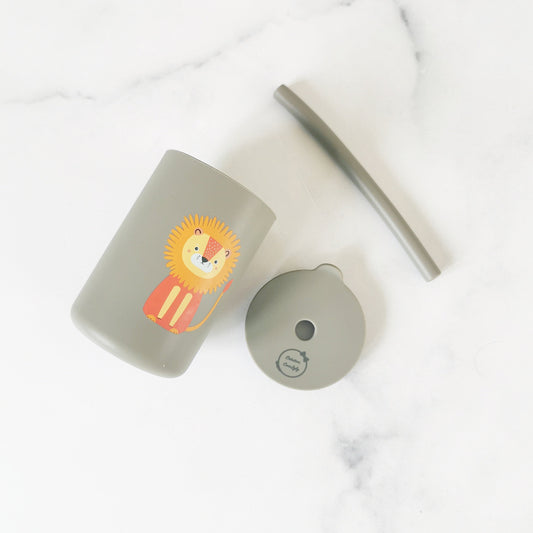 Lion tumbler cups with straw (improved)