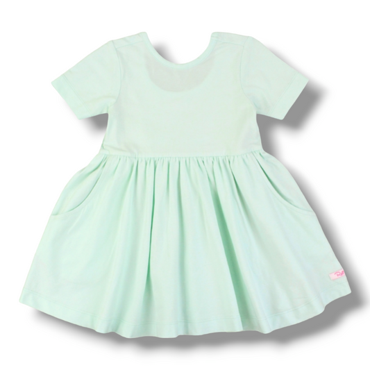 Coming Soon | RuffleButts | Short Sleeve Twirl Dress | Mint - Pink & Blue Kidz Clothing