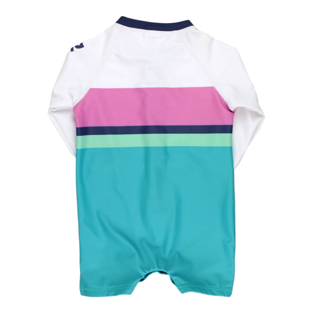 Boys' Aqua Color Block Long Sleeve One Piece Rash Guard - Pink & Blue Kidz Clothing