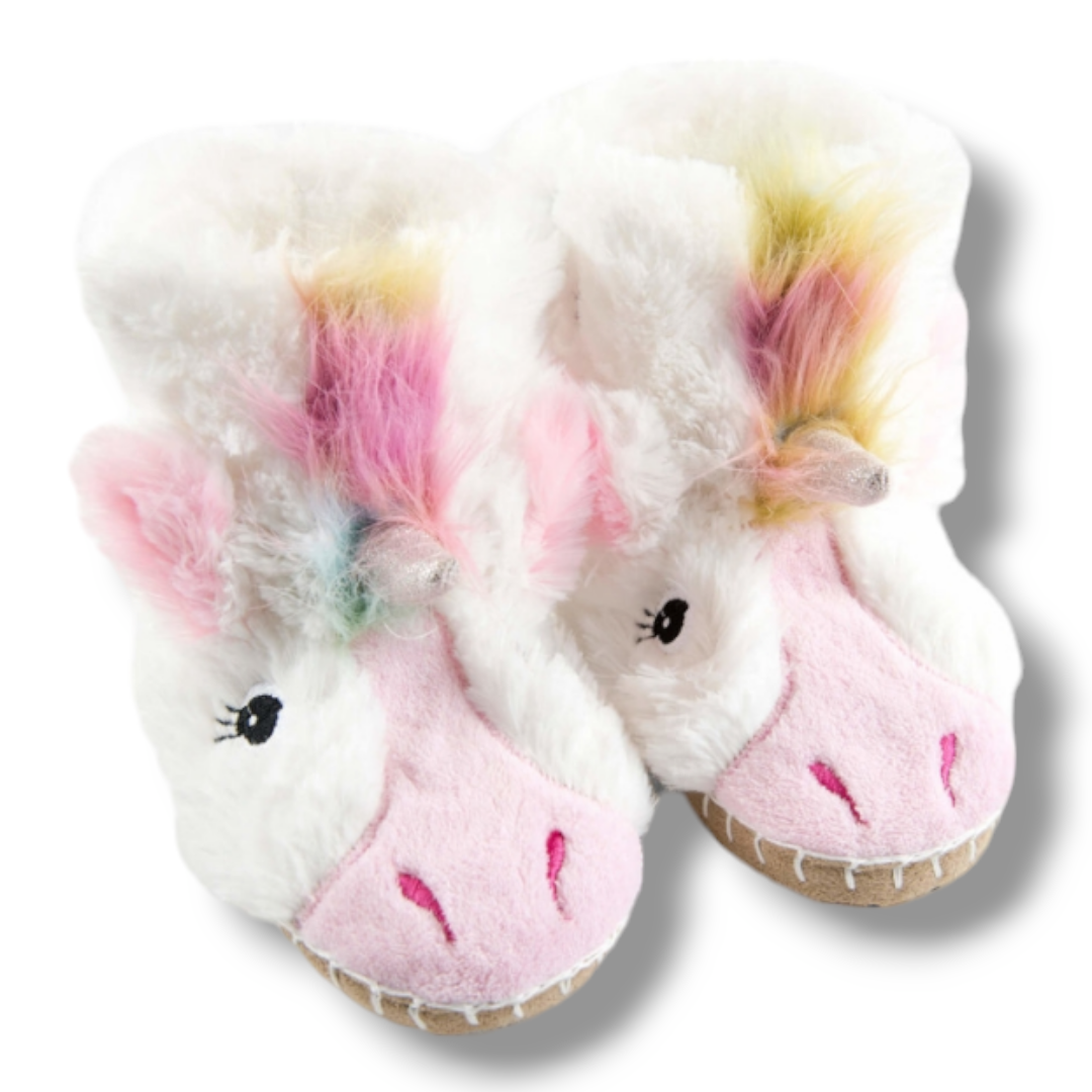 Unicorn Kids Fuzzy Slouch Slippers