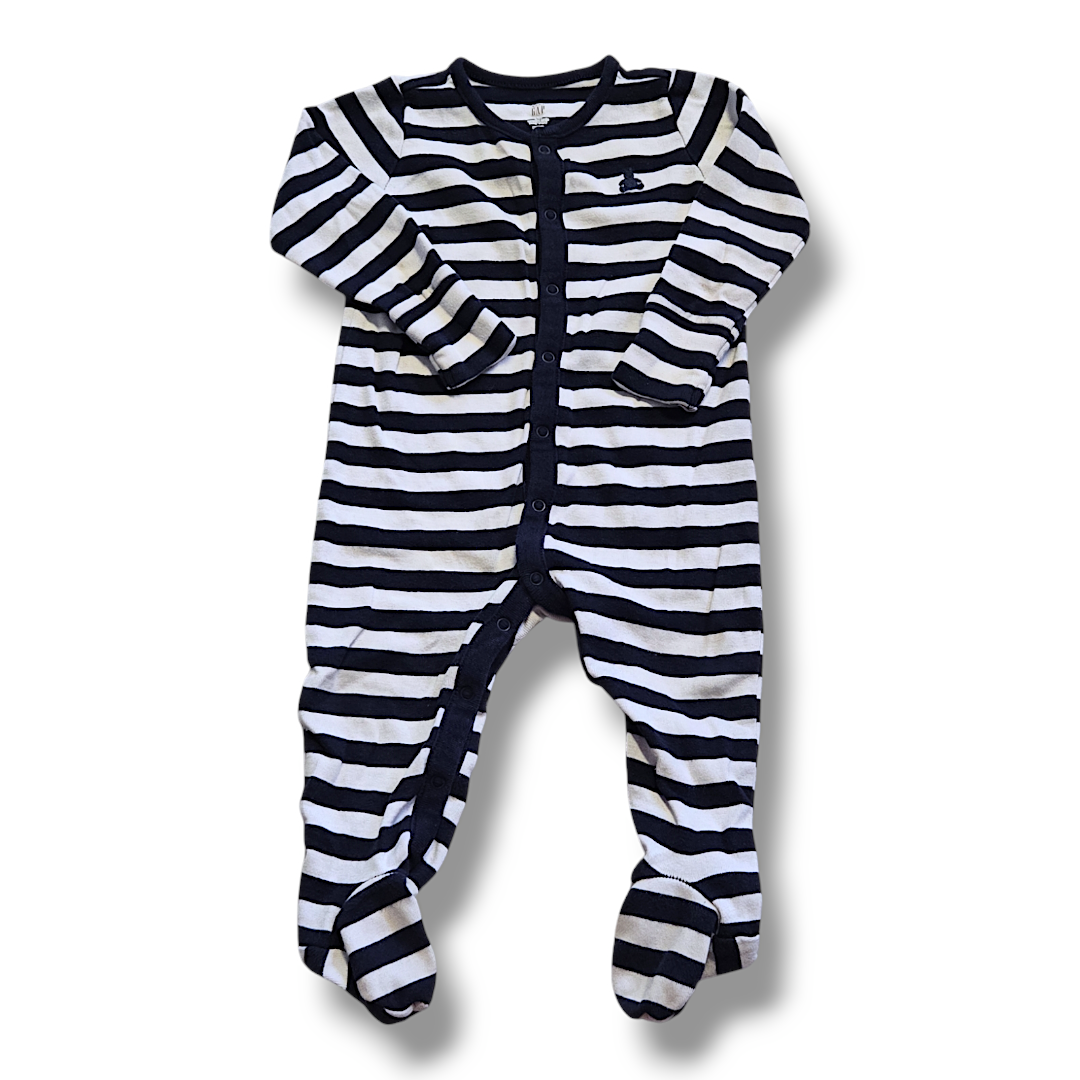 Gap | 9/12M | Sleeper | Navy & White Striped