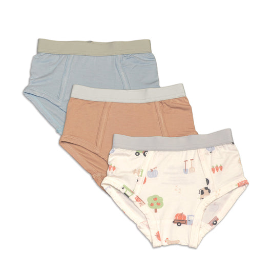Bamboo Boys Briefs 3 Pack(Magic Cloud/Toast/Pumpkin Farm Print)