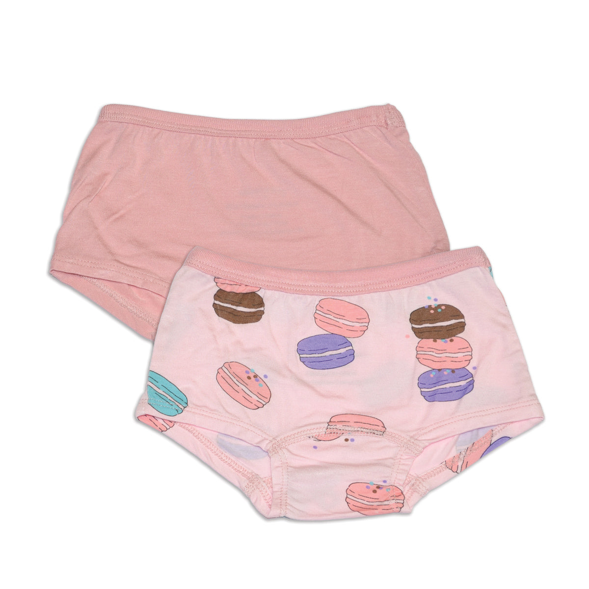 Bamboo Girls Boyshorts 2 Pack(Macaron Party Print/Coral Blush)