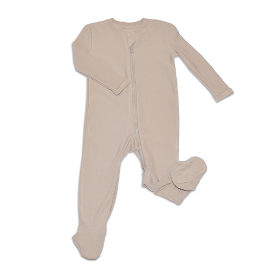 Bamboo Fleece Footie W/2 Way Zipper (Taupe)