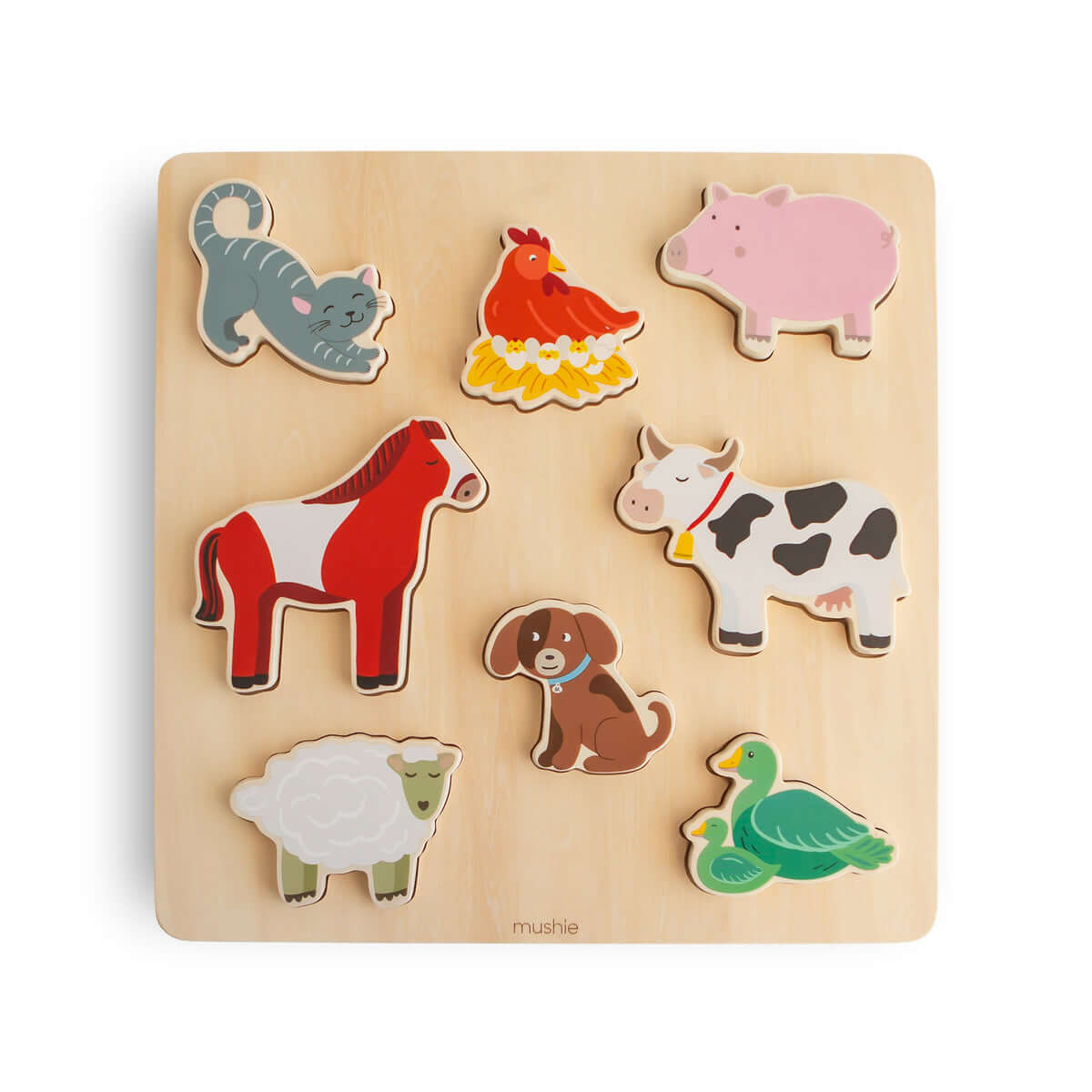 Wooden toys, natural toys,  Wooden Puzzle, Mushie products, kids, playtime , farm animals,  farmers 