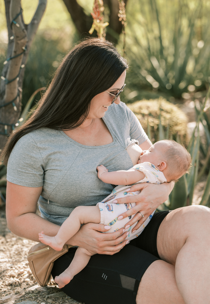 Zoe Zipper Short Sleeve Nursing Tee Shirt