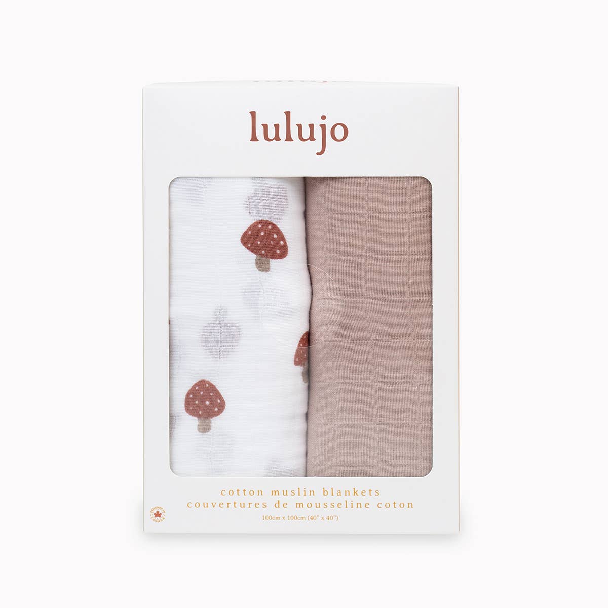 Lulujo - 2-pack Cotton Swaddles - Mushroom/Sand - Pink & Blue Kidz Clothing