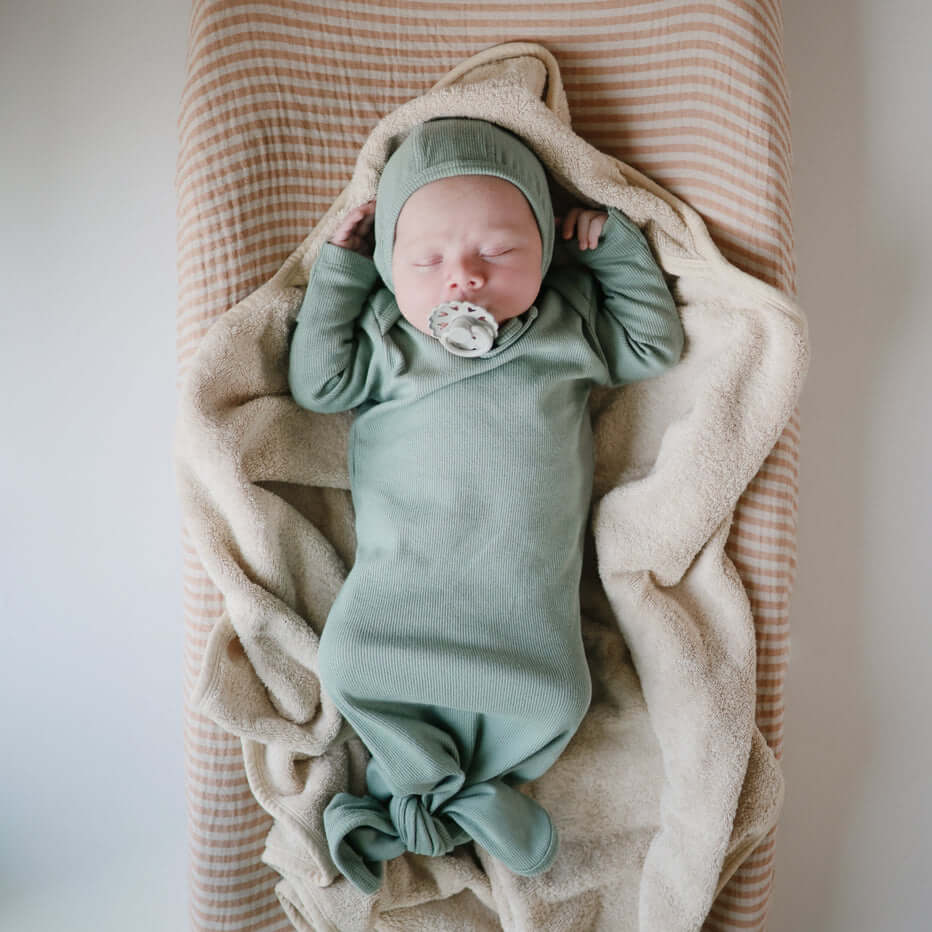 Knotted gown, gender neutral,  Newborn photo shoot , Organic Cotton , infant,  baby, new mommy 