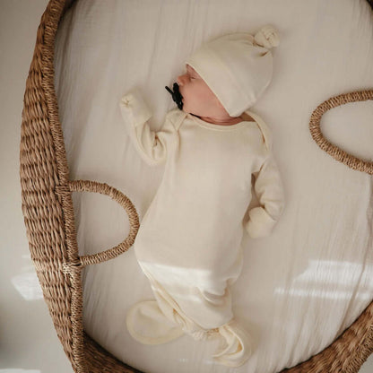 Knotted gown, gender neutral,  Newborn photo shoot , Organic Cotton , infant,  baby, new mommy 