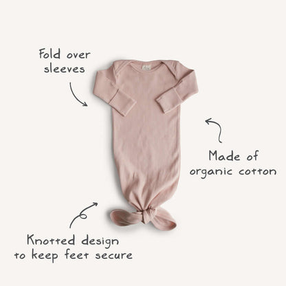 Knotted gown, gender neutral,  Newborn photo shoot , Organic Cotton , infant,  baby, new mommy 