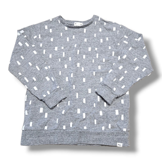 Pre-loved Miles the Label crewneck sweatshirt in grey with geometric print, perfect for everyday wear.