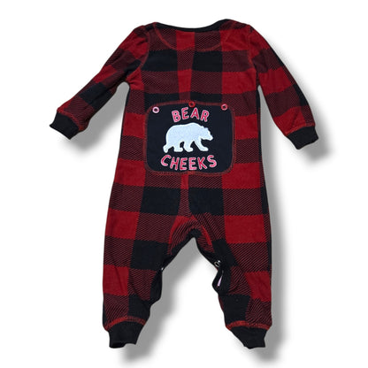 Buffalo Plaid “Bear Cheeks” Romper | 3–6M | Pre-loved Quality