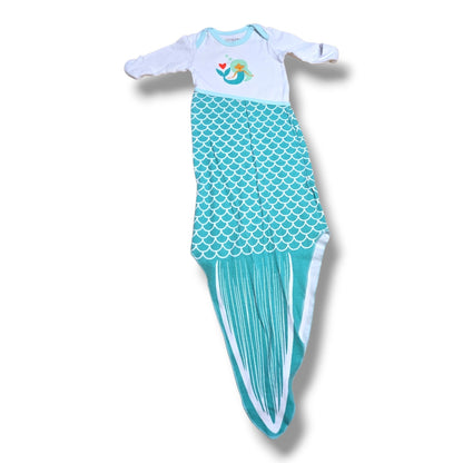Izzy & Owie pre-loved mermaid sleep gown in size 0-9M with cute mermaid print and soft design.
