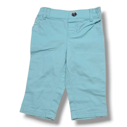 Preloved toddler pants 3-6 months in soft aqua color with pockets and elastic waistband, in mint condition.