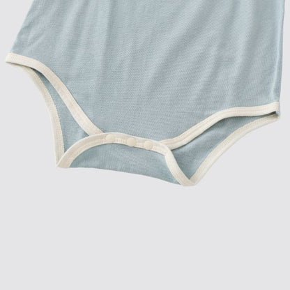 Coming Soon | Blara Organic House | Sleeveless Henley Bodysuit | Mist Blue