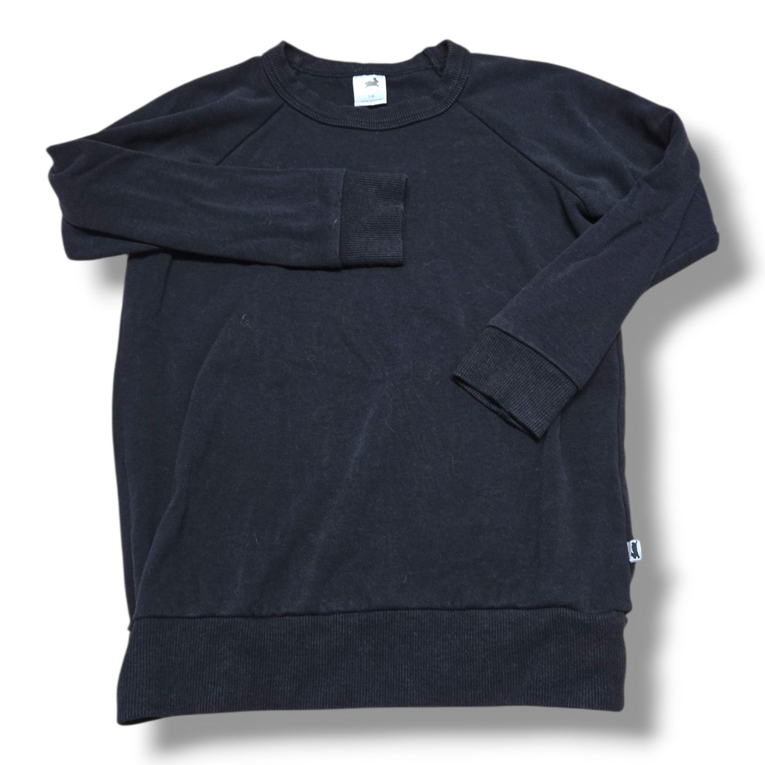 Little & Lively fleece lined crewneck 7/8 in black, perfect for warmth and casual wear.