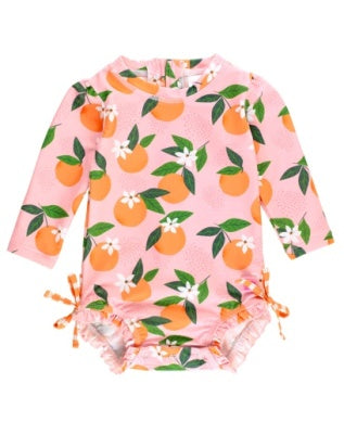 Orange Yoy Tje Sweetest Long Sleeve One Piece Rashguard - Pink & Blue Kidz Clothing