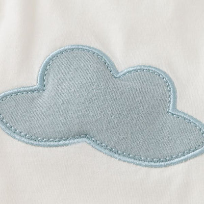 Coming Soon | Blara Organic House | Cloud Applique Romper | Blue Cloud Appliqué