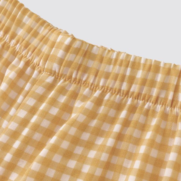 Coming Soon | Blara Organic House | Wide Leg Denim Pants | Yellow Checker Print