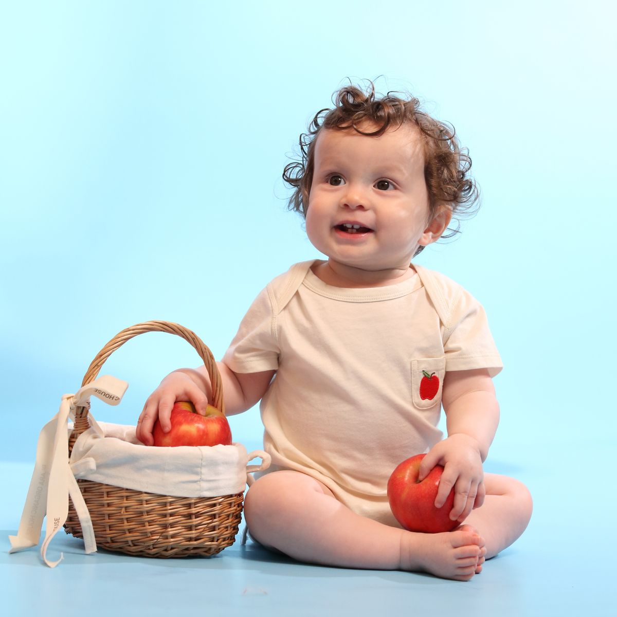 Coming Soon | Blara Organic House | Short Sleeve Bodysuit | Apple Appliqué
