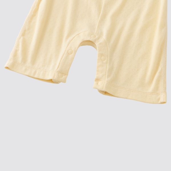 Coming Soon | Blara Organic House | Sleeveless Henley Romper | Creamy Yellow